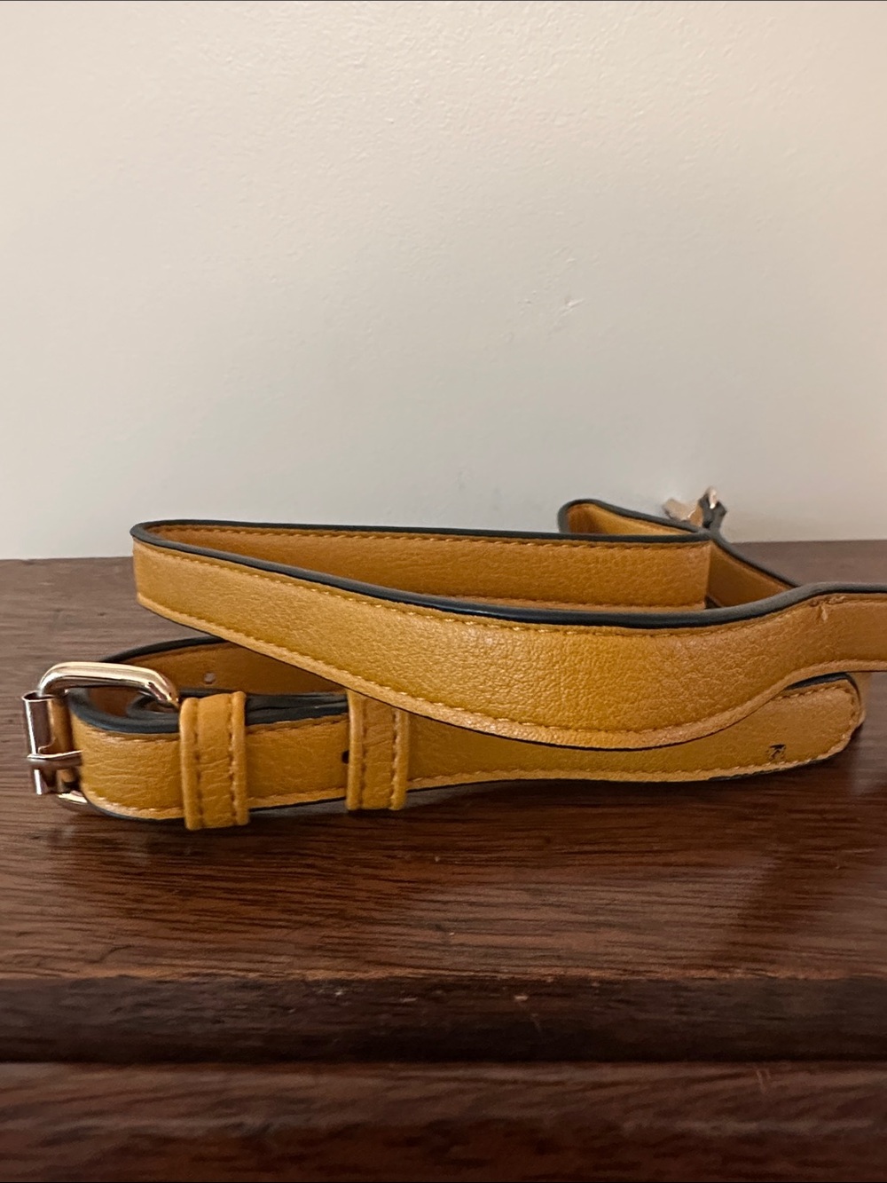 Adjustable Yellow Leather Crossbody Strap